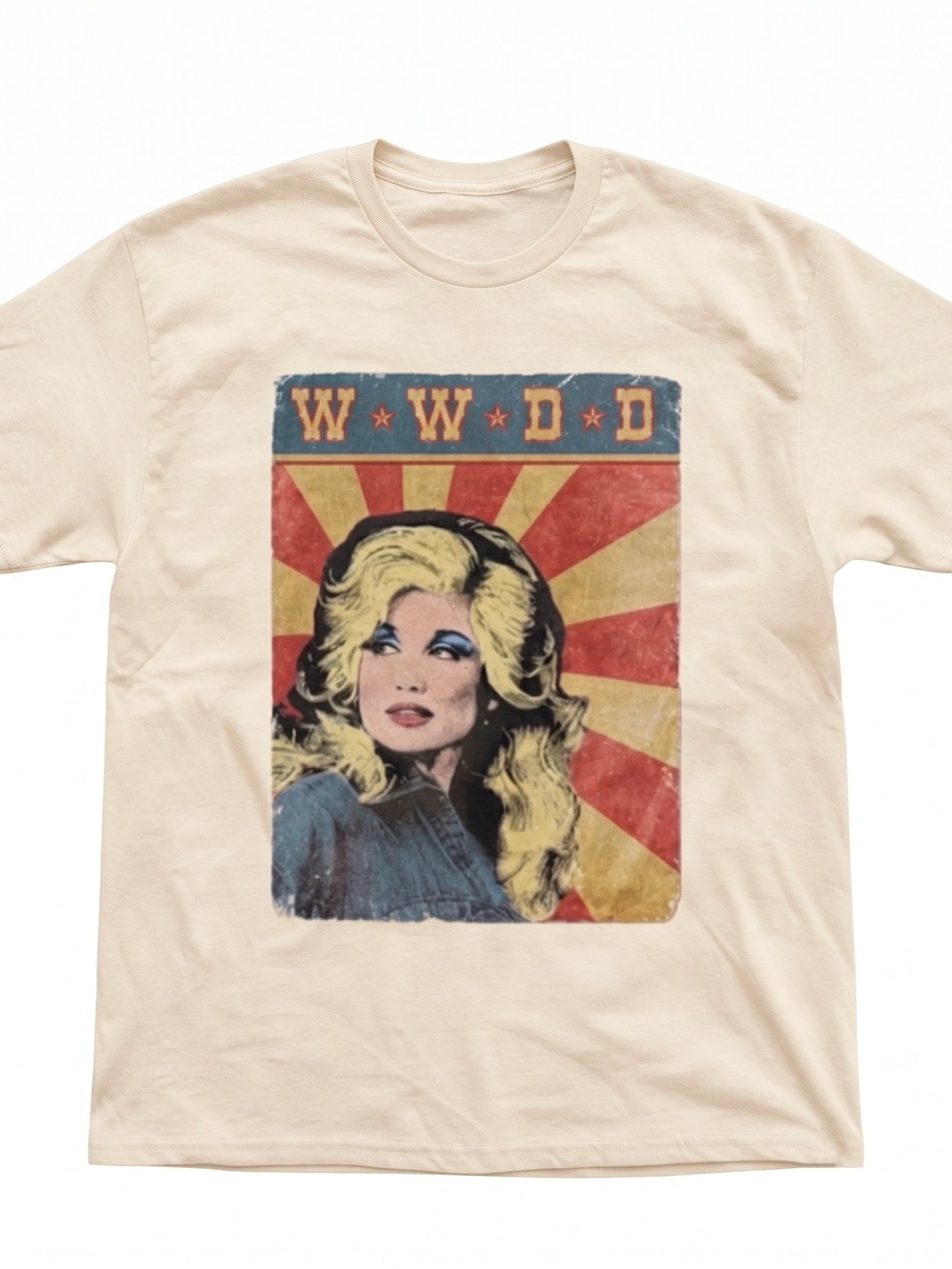 WWDD What Would Dolly Do Retro Poster Country Music Natural T-Shirt